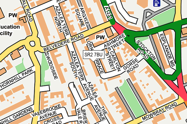 SR2 7BU map - OS OpenMap – Local (Ordnance Survey)
