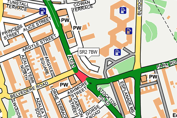 SR2 7BW map - OS OpenMap – Local (Ordnance Survey)