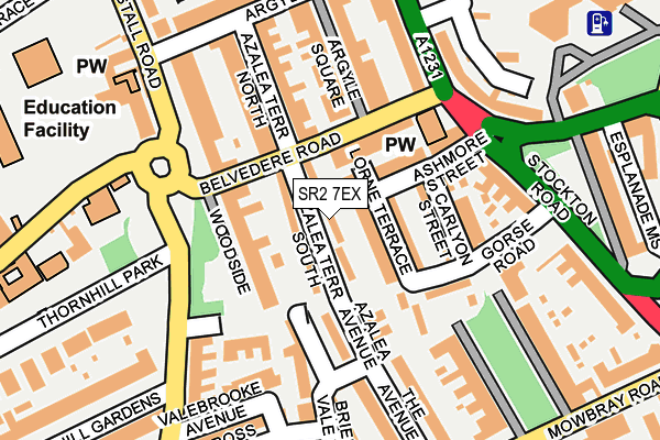 SR2 7EX map - OS OpenMap – Local (Ordnance Survey)