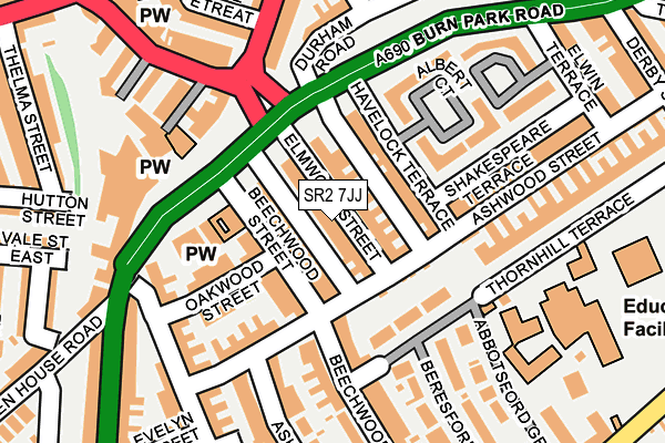 SR2 7JJ map - OS OpenMap – Local (Ordnance Survey)