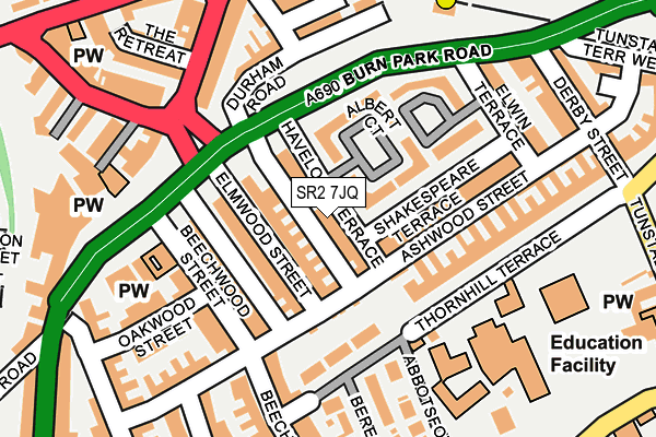 SR2 7JQ map - OS OpenMap – Local (Ordnance Survey)