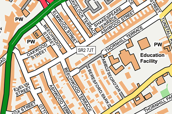SR2 7JT map - OS OpenMap – Local (Ordnance Survey)