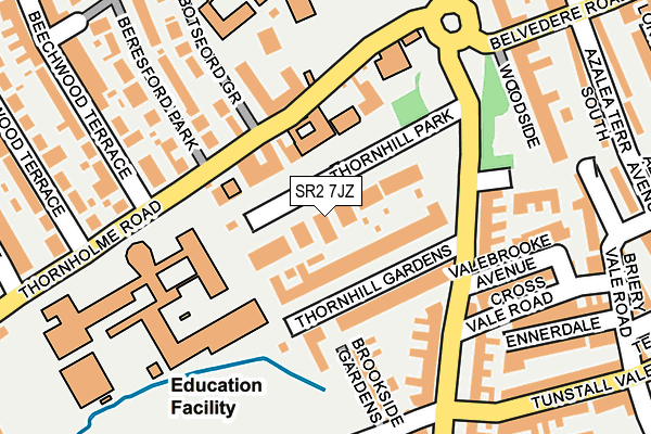 SR2 7JZ map - OS OpenMap – Local (Ordnance Survey)
