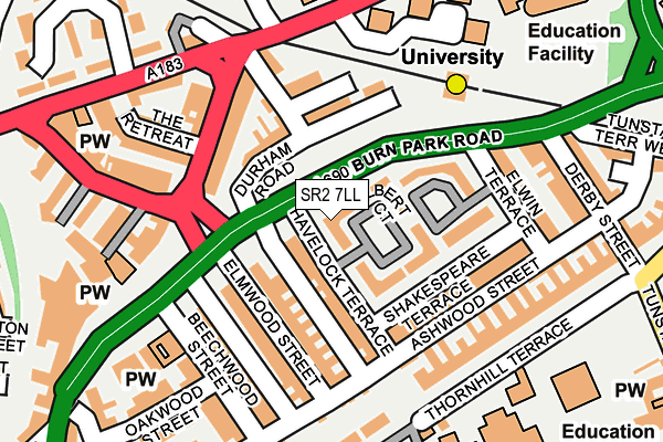 SR2 7LL map - OS OpenMap – Local (Ordnance Survey)