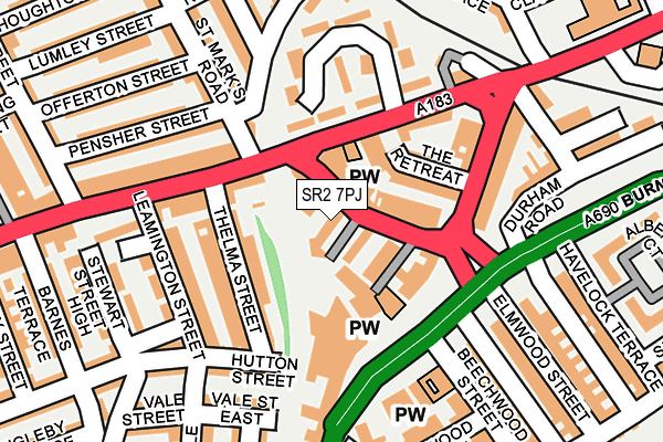 SR2 7PJ map - OS OpenMap – Local (Ordnance Survey)