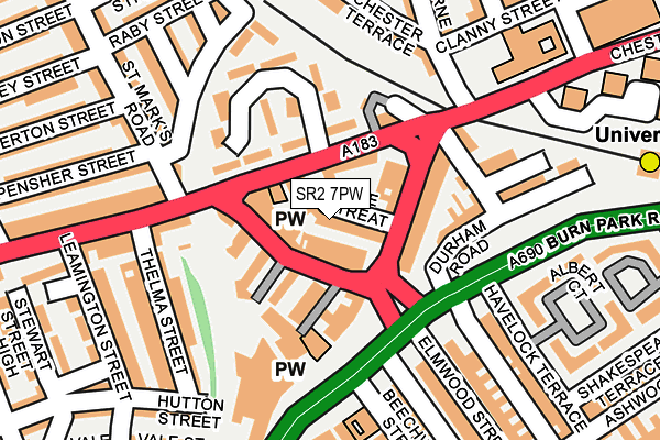 SR2 7PW map - OS OpenMap – Local (Ordnance Survey)