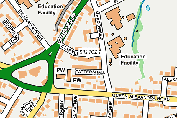 SR2 7QZ map - OS OpenMap – Local (Ordnance Survey)