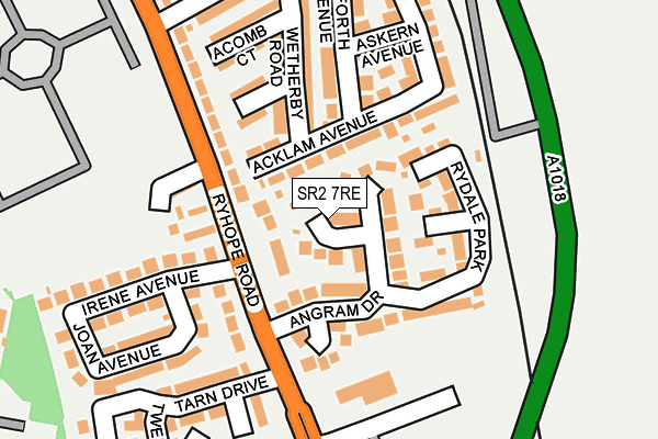 SR2 7RE map - OS OpenMap – Local (Ordnance Survey)