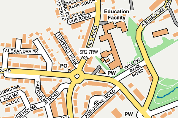 SR2 7RW map - OS OpenMap – Local (Ordnance Survey)
