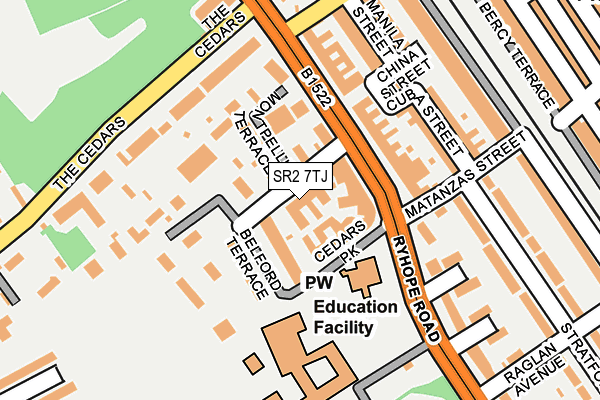 SR2 7TJ map - OS OpenMap – Local (Ordnance Survey)
