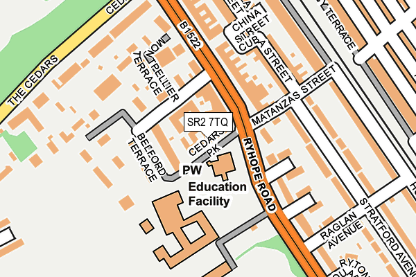 SR2 7TQ map - OS OpenMap – Local (Ordnance Survey)