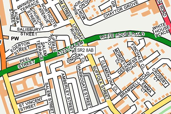 SR2 8AB map - OS OpenMap – Local (Ordnance Survey)