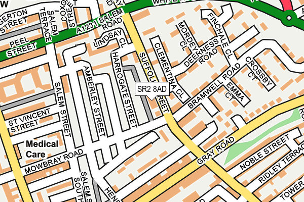 SR2 8AD map - OS OpenMap – Local (Ordnance Survey)