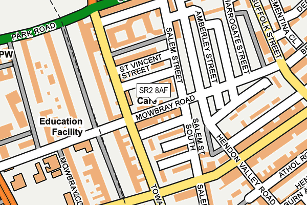 SR2 8AF map - OS OpenMap – Local (Ordnance Survey)