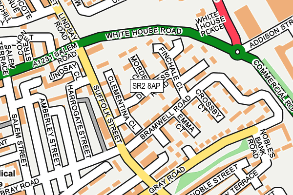 SR2 8AP map - OS OpenMap – Local (Ordnance Survey)
