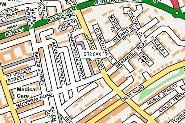 SR2 8AX map - OS OpenMap – Local (Ordnance Survey)