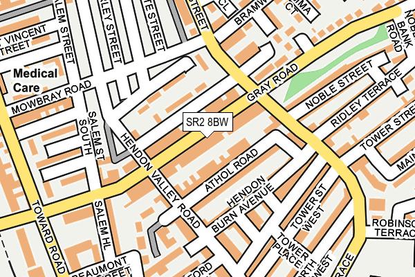 SR2 8BW map - OS OpenMap – Local (Ordnance Survey)