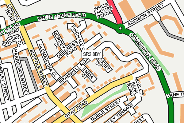 SR2 8BY map - OS OpenMap – Local (Ordnance Survey)