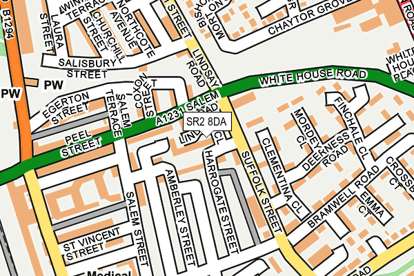 SR2 8DA map - OS OpenMap – Local (Ordnance Survey)