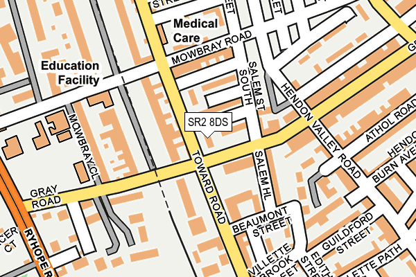 SR2 8DS map - OS OpenMap – Local (Ordnance Survey)