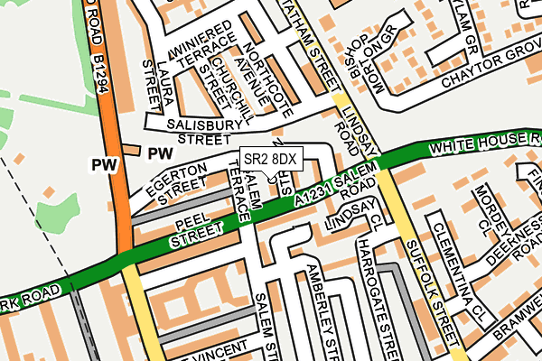 SR2 8DX map - OS OpenMap – Local (Ordnance Survey)