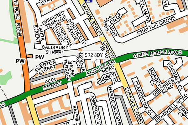 SR2 8DY map - OS OpenMap – Local (Ordnance Survey)