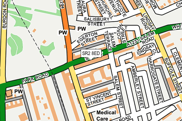 SR2 8ED map - OS OpenMap – Local (Ordnance Survey)