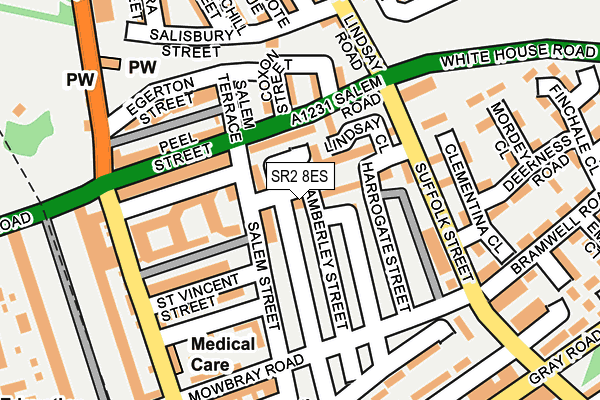 SR2 8ES map - OS OpenMap – Local (Ordnance Survey)