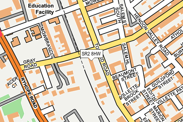SR2 8HW map - OS OpenMap – Local (Ordnance Survey)