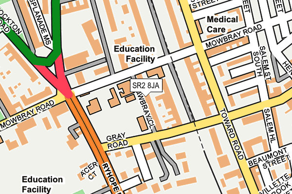 SR2 8JA map - OS OpenMap – Local (Ordnance Survey)