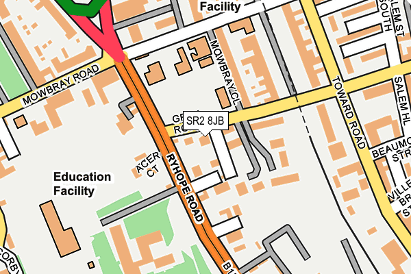 SR2 8JB map - OS OpenMap – Local (Ordnance Survey)