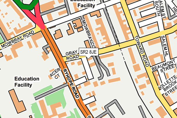 SR2 8JE map - OS OpenMap – Local (Ordnance Survey)