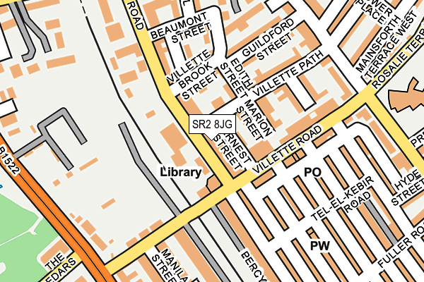 SR2 8JG map - OS OpenMap – Local (Ordnance Survey)