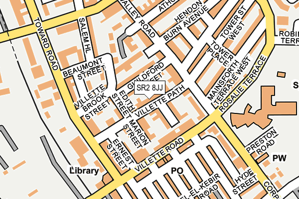 SR2 8JJ map - OS OpenMap – Local (Ordnance Survey)