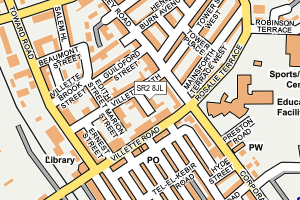 SR2 8JL map - OS OpenMap – Local (Ordnance Survey)