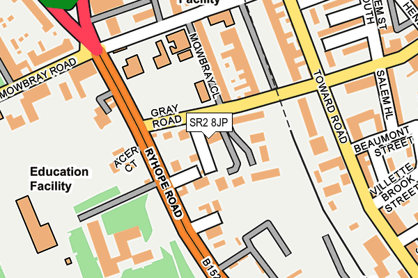 SR2 8JP map - OS OpenMap – Local (Ordnance Survey)