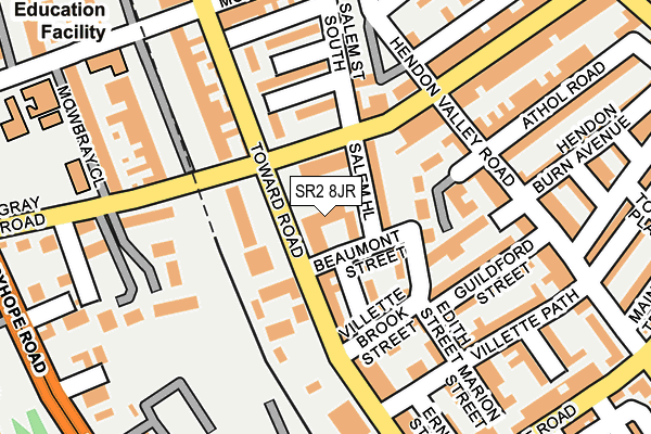 SR2 8JR map - OS OpenMap – Local (Ordnance Survey)