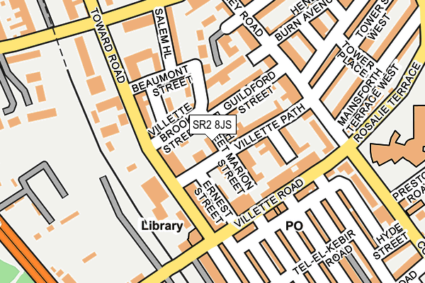 SR2 8JS map - OS OpenMap – Local (Ordnance Survey)