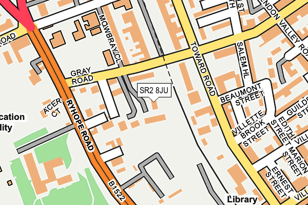 SR2 8JU map - OS OpenMap – Local (Ordnance Survey)