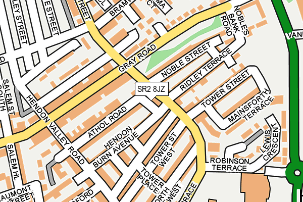 SR2 8JZ map - OS OpenMap – Local (Ordnance Survey)