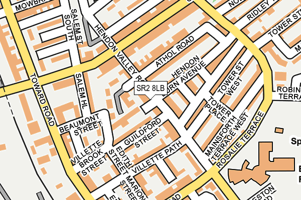 SR2 8LB map - OS OpenMap – Local (Ordnance Survey)