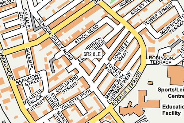 SR2 8LE map - OS OpenMap – Local (Ordnance Survey)