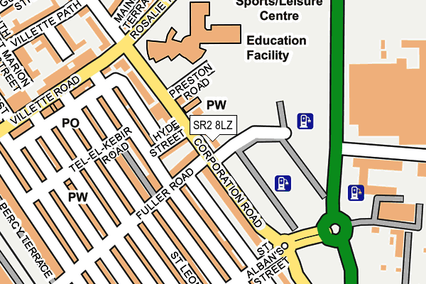 SR2 8LZ map - OS OpenMap – Local (Ordnance Survey)