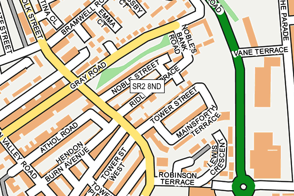 SR2 8ND map - OS OpenMap – Local (Ordnance Survey)