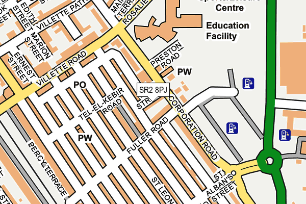 SR2 8PJ map - OS OpenMap – Local (Ordnance Survey)