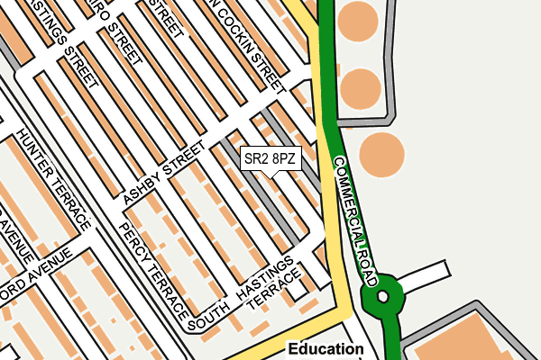 SR2 8PZ map - OS OpenMap – Local (Ordnance Survey)