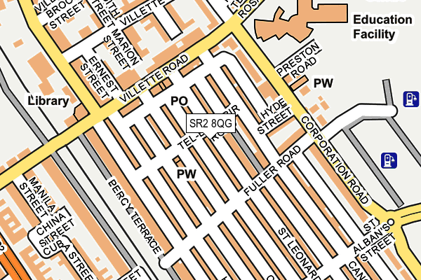 SR2 8QG map - OS OpenMap – Local (Ordnance Survey)