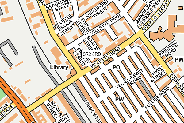 SR2 8RD map - OS OpenMap – Local (Ordnance Survey)