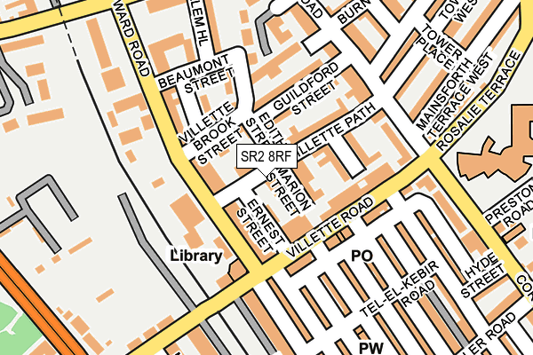 SR2 8RF map - OS OpenMap – Local (Ordnance Survey)