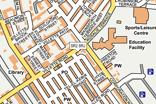SR2 8RJ map - OS OpenMap – Local (Ordnance Survey)